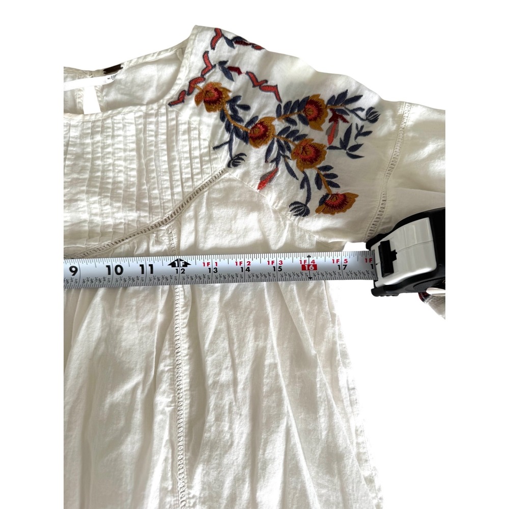 Free People Pablo Embroidered Boho Mini Dress Ruffle Sleeve, size XS - Picture 4 of 9